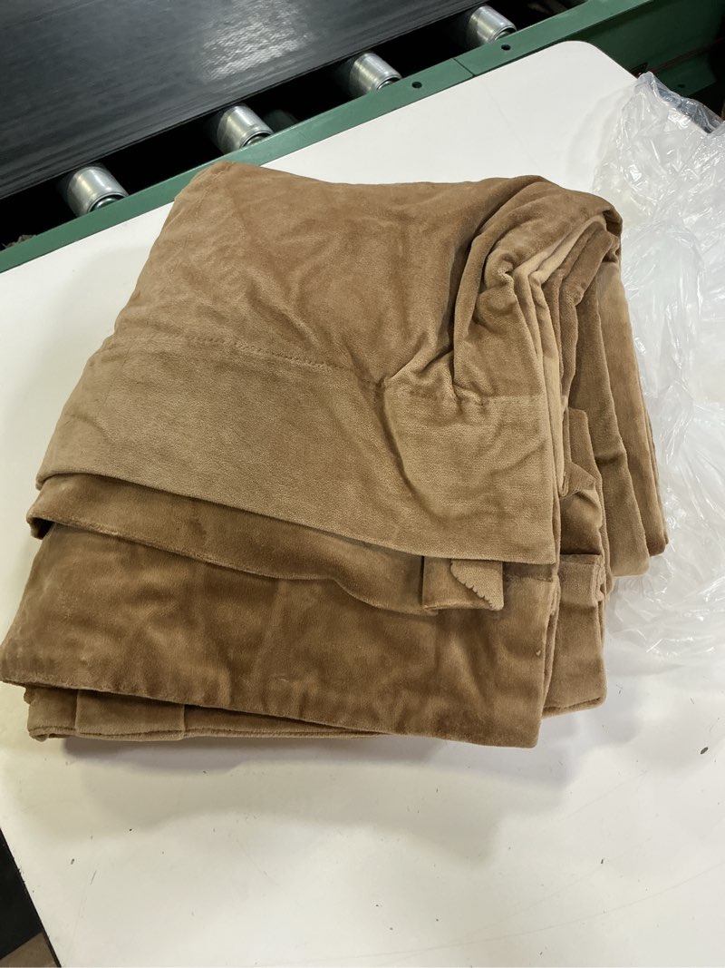 Condition photo showing Good Condition for cotton velvet true blackout curtain, 48x96, camel