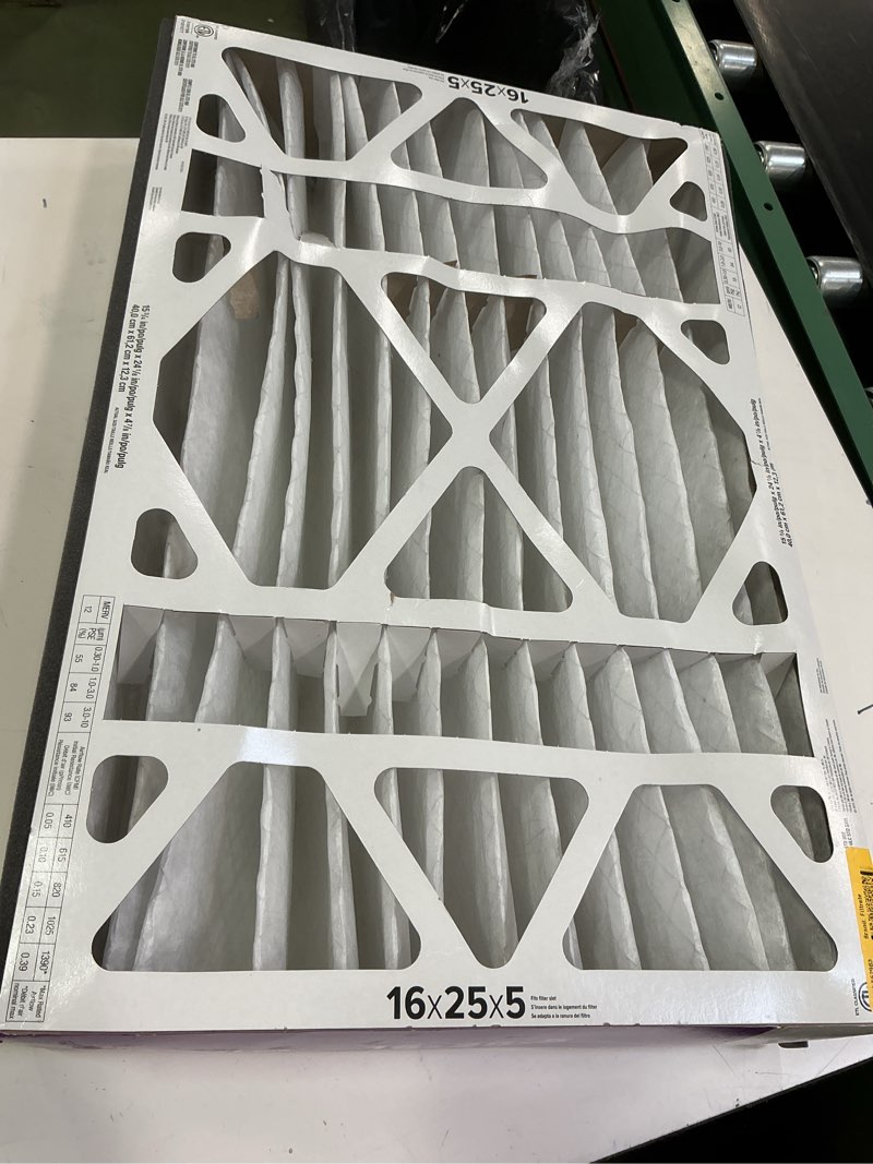 Condition photo showing As Is for Filtrete 16x25x5 AC Furnace Air Filter, MPR 1550, MERV 12, Fits Honeywell & Trion AirBear, CERTIFIED Asthma & Allergy Friendly, Electrostatic Air Filter, 1-Pack (actual size 15.75 x 24.13 x 4.88) 4.9" x 24.1" x 15.6"