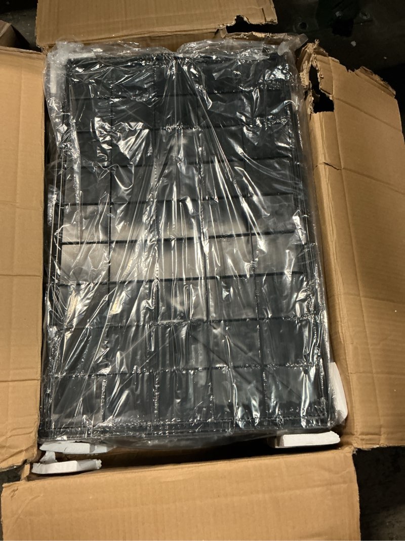 Condition photo showing New/Like New for Stackable Storage Bins Folding Collapsible Storage Bins with Lid, Closet Organizers and Storage, Storage Box with Door Black (26" W x 17" D x 43.7" H)