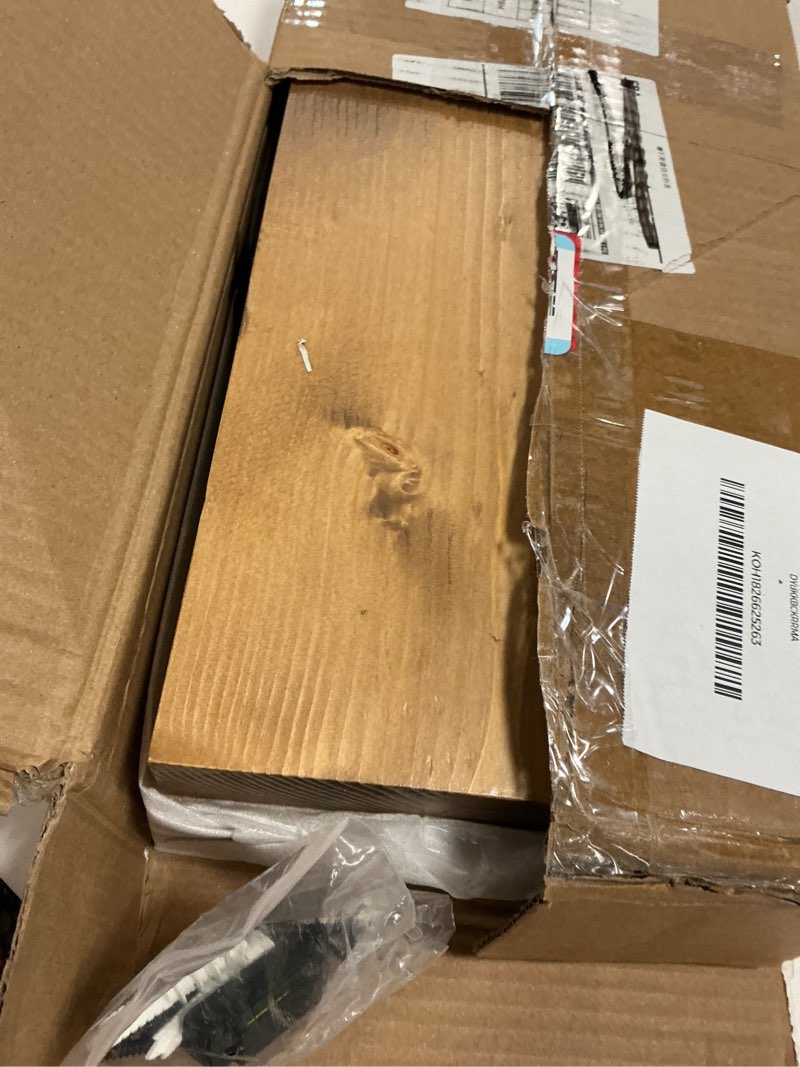 Condition photo showing Good Condition for 24x8x1.6 inch Floating Shelves Set of 2 – Solid Wood Rustic Oak Wall Mounted Shelf for Kitchen, Bathroom, Living Room Oak 24x8x1.6