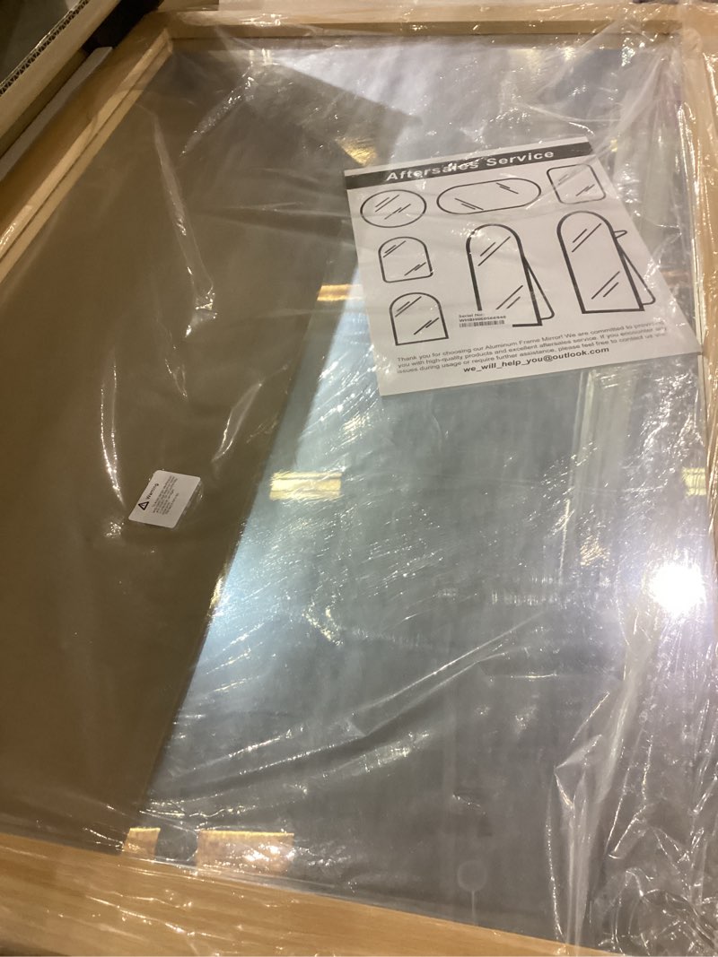 Delma Wall Mirror with Wooden Frame, 36x24 Farmhouse Wall Mounted Floor Mirror with Stand, Vertical 