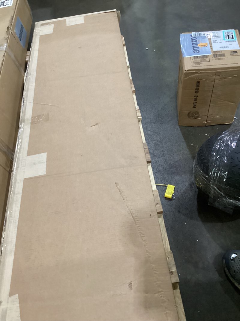 Condition photo showing As Is for prepac elite 65 in. engineered wood narrow storage cabinet in white 16" w x 65" h x 16" d 16 inch narrow cabinet white