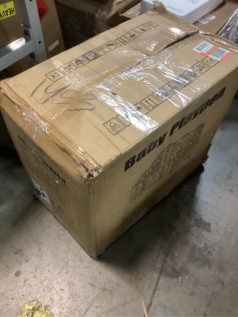 Condition photo showing As Is for Uanlauo Baby Playpen, 18 Panel Foldable Play Yard for Toddlers, Easy Assemble Safety Baby Fence (Grey+White) Gray+White 18 Panel (Grey+White)