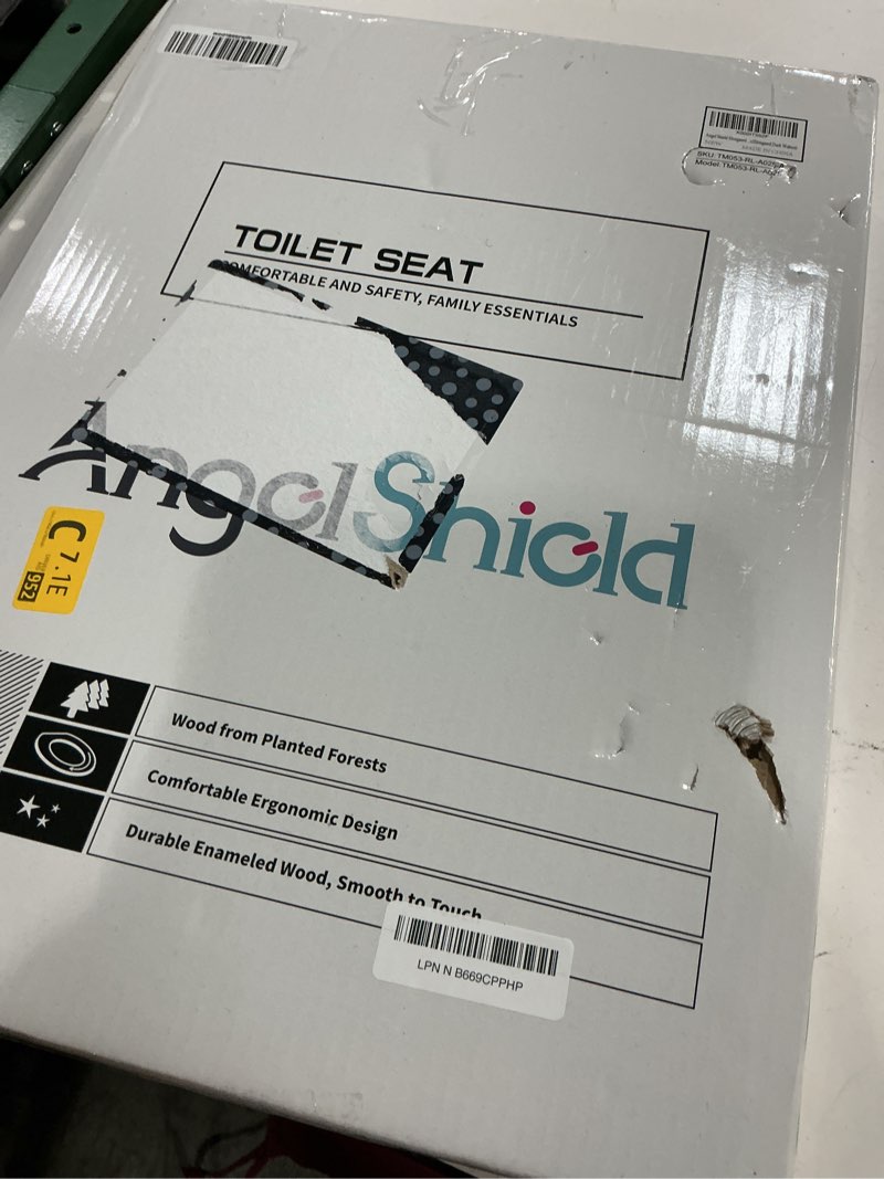 Condition photo showing Good Condition for angel shield elongated wood toilet seat with quiet close,easy clean,quick-release hinges(elongated,dark walnut)