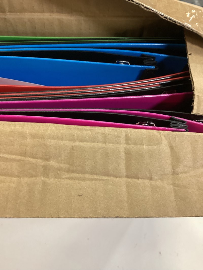 Condition photo showing Good Condition for infun telescoping 3 ring binder - 12 pcs, portable 0.75 inch plastic 3 ring binder with telescoping spine ?binders with foldable front cover holds 8.5" x 11" paper for school,office and homes 0.75 inch 12 pcs red+pink+ blue+green
