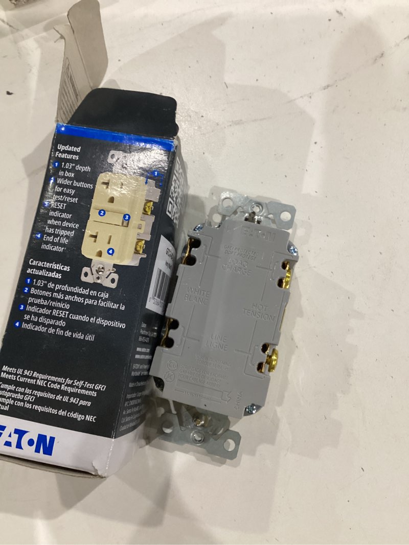 Condition photo showing Good Condition for eaton 15 -amp 125-volt gfci residential decorator outlet receptacles , light almond