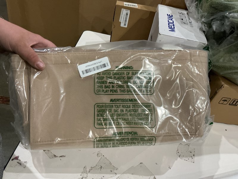 ztujo purse organizer insert, felt bag organizer with metal zipper, handbag & tote shaper, for speedy neverfull tote, 7 sizes x-large beige