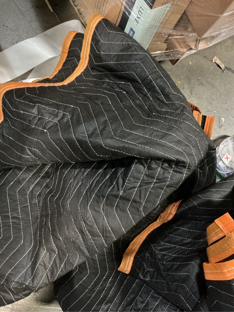Condition photo showing As Is for Large Moving Blankets 80 * 72in Heavy Duty Packing Blankets for Furniture Moving Shipping Wrapping Quilted Furniture Pads for Moving, Padded Mover Blankets (Black) 2pack 80*72in-2pack