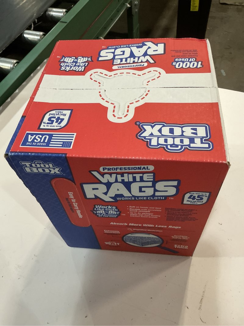 Condition photo showing New/Like New for toolbox painters white rags shop towels with center pull box - 1 count box - 200 towels