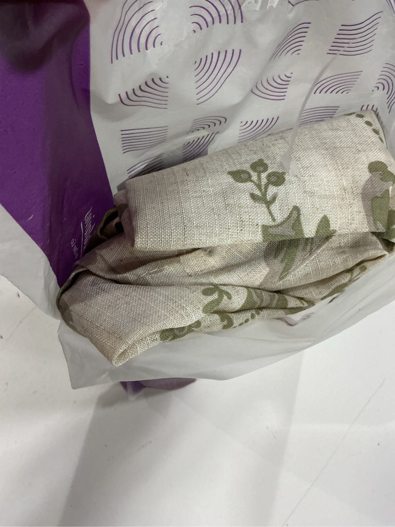 Condition photo showing Good Condition for jinchan tie up valance floral linen valance for windows farmhouse 45 inch damask printed short window treatment adjustable for kitchen living room light filtering 1 panel green on beige 42"w x 45"l (pack of 1) b floral | green on beige