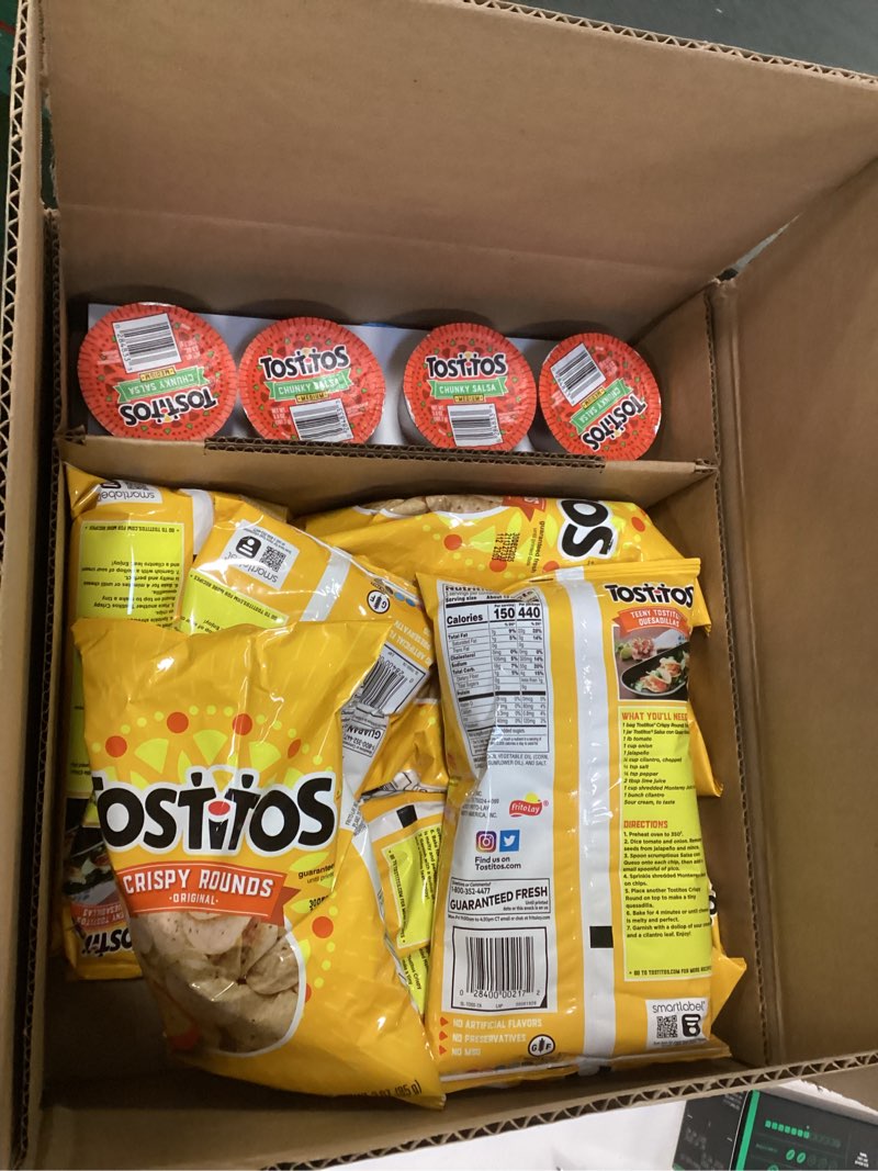 Condition photo showing New/Like New for (Best by Dec/30/2025) Tostitos Tortilla Chips Chip & Salsa Pack, 3oz Tostitos Crispy Rounds & 3.8oz Medium Salsa (16 count)