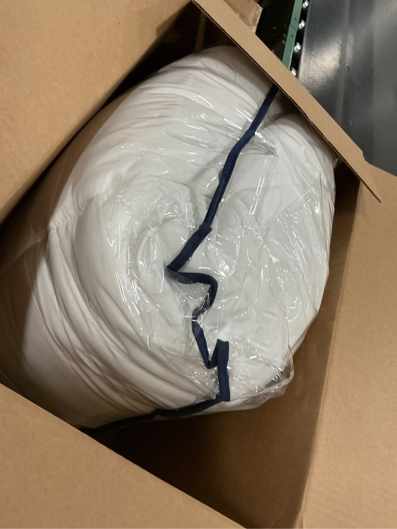 Condition photo showing As Is for SERTA Down Illusion Soft Hypoallergenic 2 inch Pillowtop Simple Fit Mattress Topper, Twin, White