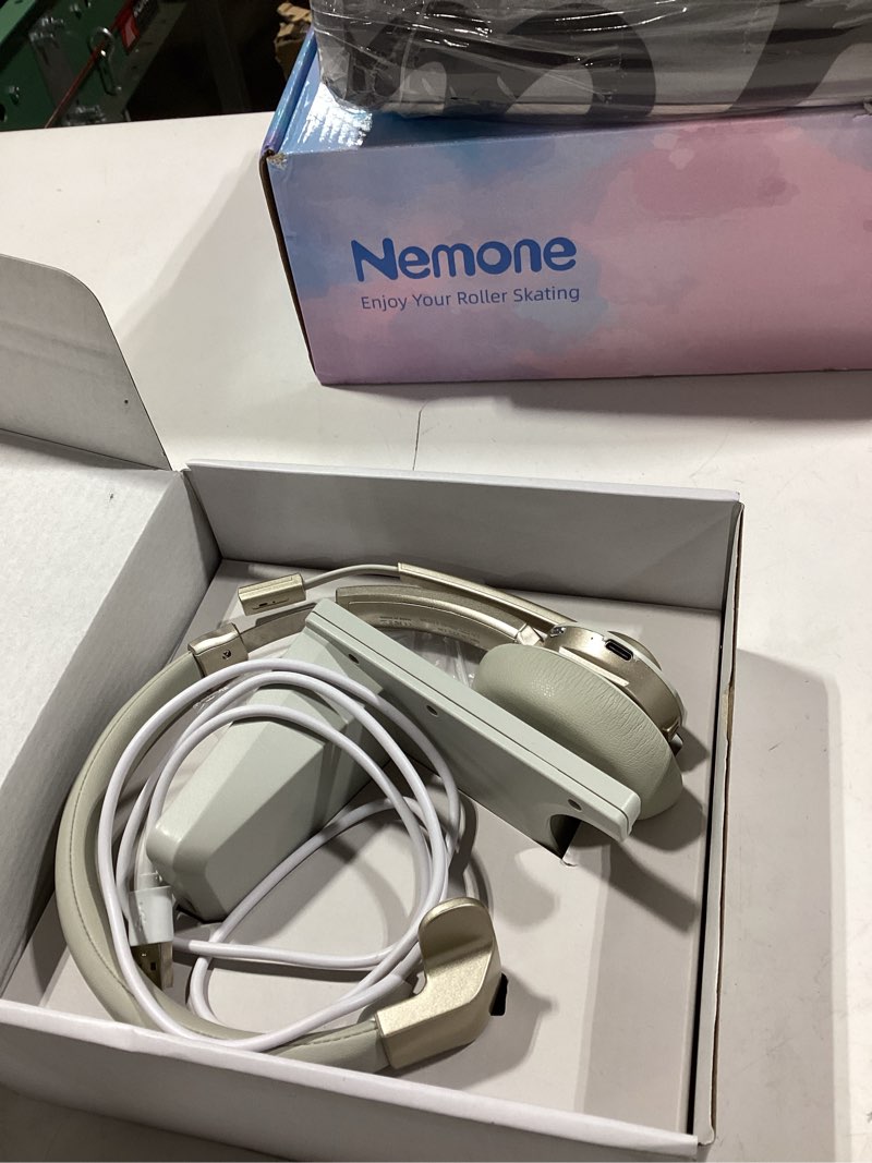 Condition photo showing Good Condition for bluetooth headset, wireless headphones with microphone noise canceling & usb dongle, v5.0 trucker bluetooth headset with mic mute & charge dock for pc/laptop/phone/meeting/callcenter/office gold wireless single ear
