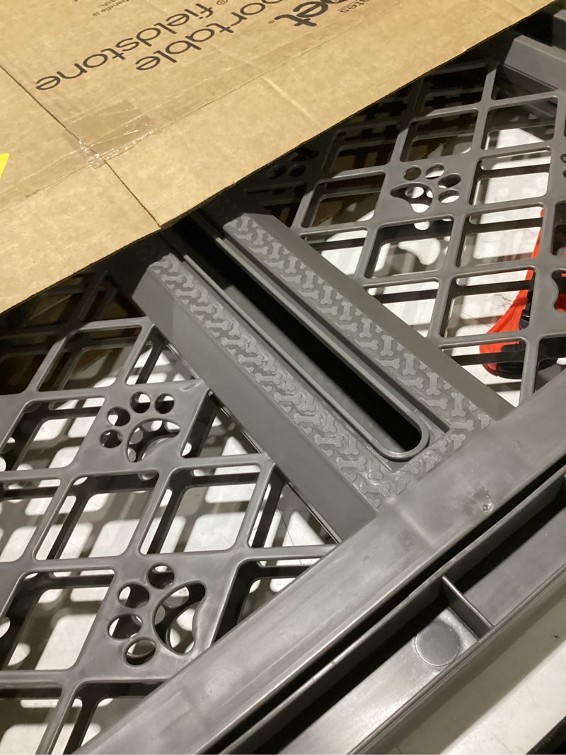 Condition photo showing As Is for mypet north states paws portable pet gate: 26-40" wide. pressure mount. no tools needed. made in usa, 23" tall, expandable, durable dog gates for doorways, fieldstone gray
