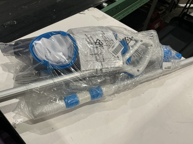 Condition photo showing As Is for ogery pool vacuum for above ground pool, 18.5gpm powerful suction, 60mins runtime, telescopic pole cordless pool vacuum for inground pools, rechargeable cordless handheld pool vacuum for spas/hot tubs blue and white