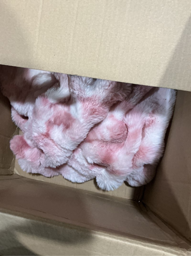 Condition photo showing Good Condition for Smoofy Faux Fur Throw Blanket for Couch Rabbit Fleece - Tie-dye Pink Fluffy Blanket for Sofa Bedroom Living Room, Cozy Soft Plush Luxury Thick Winter Fuzzy Comfy Bubble Blanket - 60" x 80" Tie-dye Pink Twin(60" x 80")