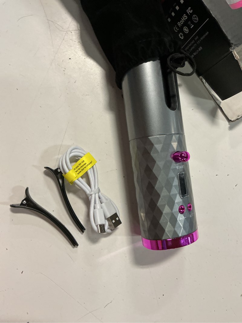 Condition photo showing Good Condition for automatic curling iron, hair curling iron for hair styling, cordless auto hair curler, with 6 temps and timers, auto shut-off, fast heating, rechargeable cordless hair curler 1 (gray)