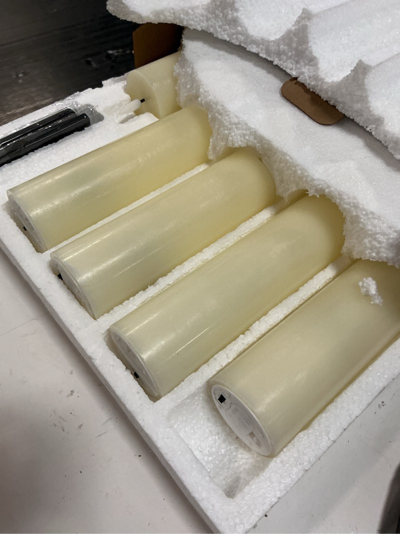 Condition photo showing Good Condition for eywamage realistic ivory slim flameless pillar candes with remote, real wax flickering tall led battery fireplace candles set of 9 ivory - 9 pack