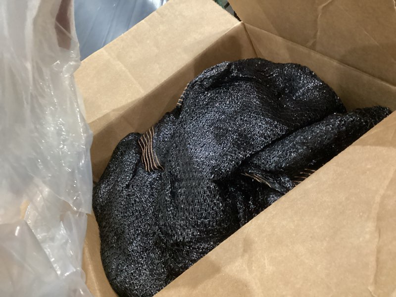 Condition photo showing Good Condition for winemana 40% Black Shade Cloth, 20 x 30 FT Durable Mesh Tarp with Grommets, Resistant Garden Sun Shade Netting, Shading Antifreezing for Pergola, Greenhouse, Plants Growing, Chicken Coop 20 FT x 30 FT 40%