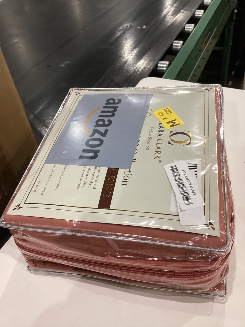 Condition photo showing New/Like New for Clara Clark Bed Sheets, Premier 1800 Series Bed Sheet Set, Deep Pocket, Wrinkle, Fade, Stain Resistant, Luxury Soft Bedding Sheets & Pillowcases, King, Pink Clay King Pink Clay