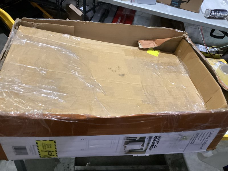 Condition photo showing As Is for metal rolling locker storage cabinet with lock chalk white - room essentials™