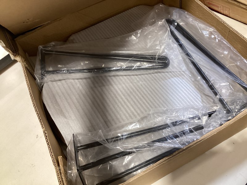 Condition photo showing Good Condition for fun memories round coffee table - elm wood nesting table with metal legs & non slip feet base - rustic nesting end tables for living room bedroom - 20" d x 20" w x 16" h - walnut color 20"d x 20"w x 16"h, round walnut