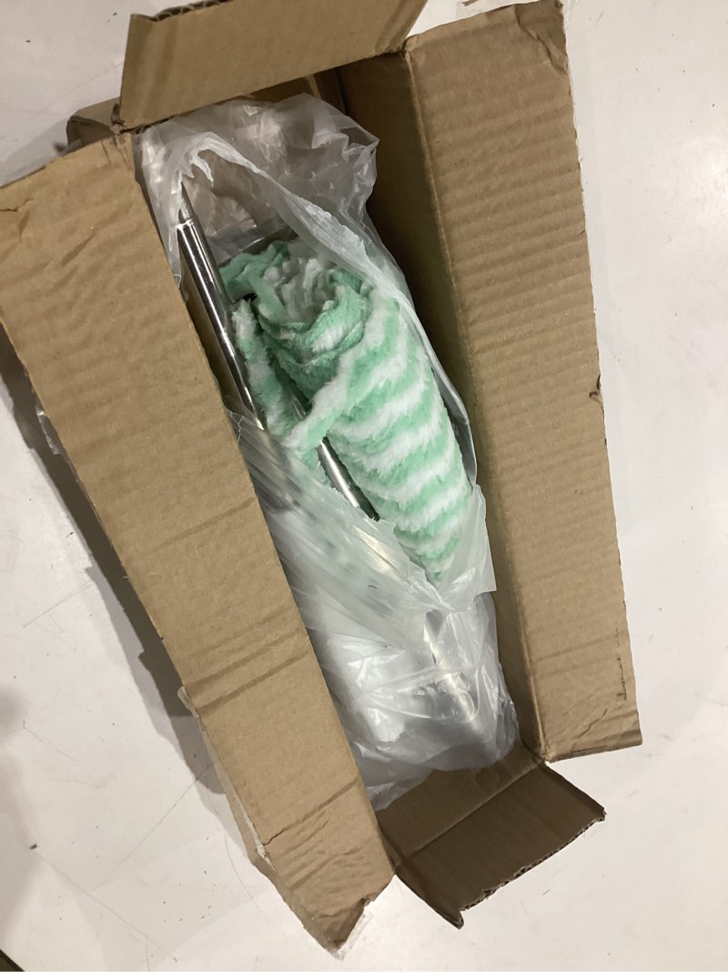 Condition photo showing As Is for snap grip mini mop,cloth changing mini mop,27inch long handle mopping stick,360° swivel head,dry and wet use,ideal for tight corners,tile and hardwood(white,6 cloth)