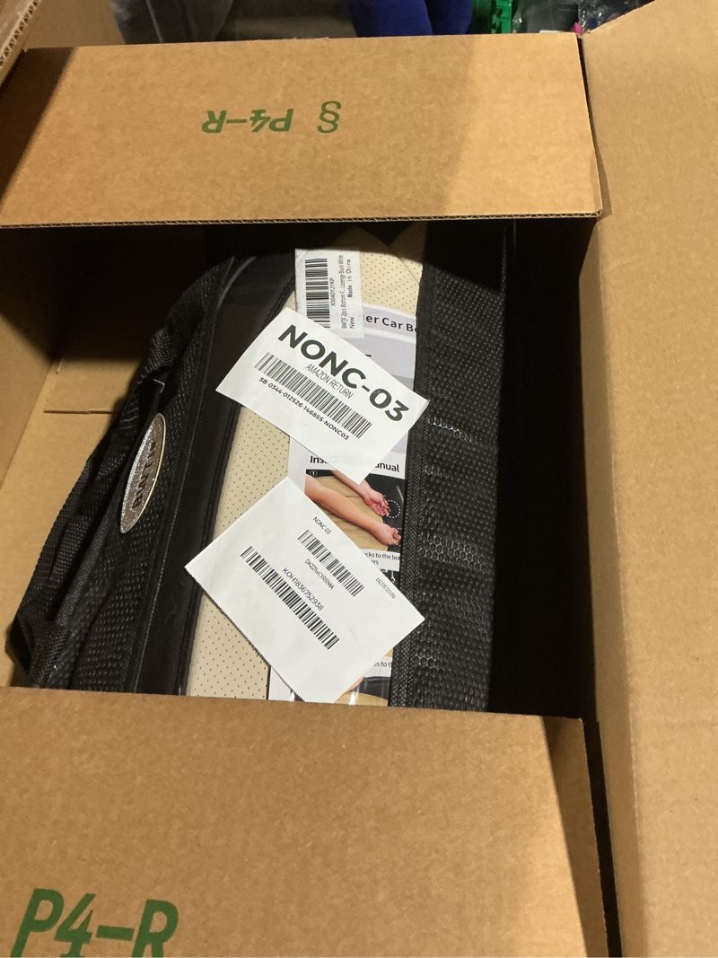 Condition photo showing Good Condition for Front Car Seat Bottom Covers 2 Pack, Universal Auto Seat Cushions, Nappa Leather Full Wrapping Edge Compatible with Most of Vehicles - SUVs/Sedans/Pickup Trucks, Black&White Black&White StyleB-Lozenge