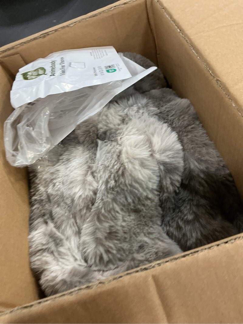Condition photo showing As Is for 760gsm faux rabbit faux fur throw blanket,super thick warm bubble blanket throw,fuzzy luxury plush decorative blanket for couch bed sofa(tie-dye gray,50''x 60'') tie-dye gray throw-50" x 60"