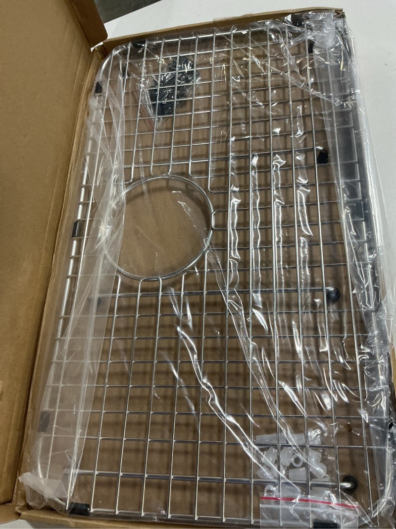 Condition photo showing New/Like New for serene valley sink bottom grid 23" x 13" rear drain with corner radius 2", sink protector svm2313r