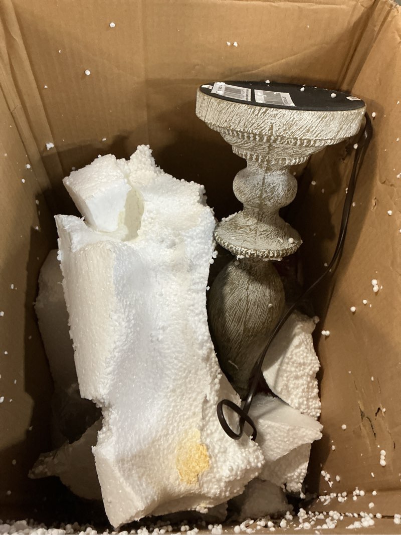 Condition photo showing As Is for signature design by ashley bernadate vintage cottage table lamp, 2 count, 31\", whitewash (color is light gray)