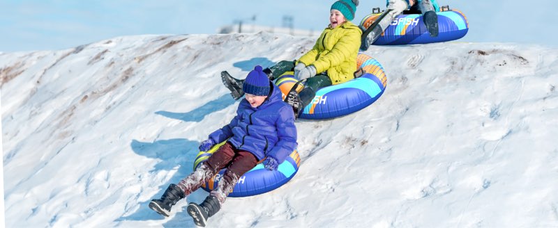 AirsFish Inflatable Snow Sled Heavy Duty Cover Wear-Resistant & Anti-Freeze Material Sledding Tubes for Winter Skating Sports
