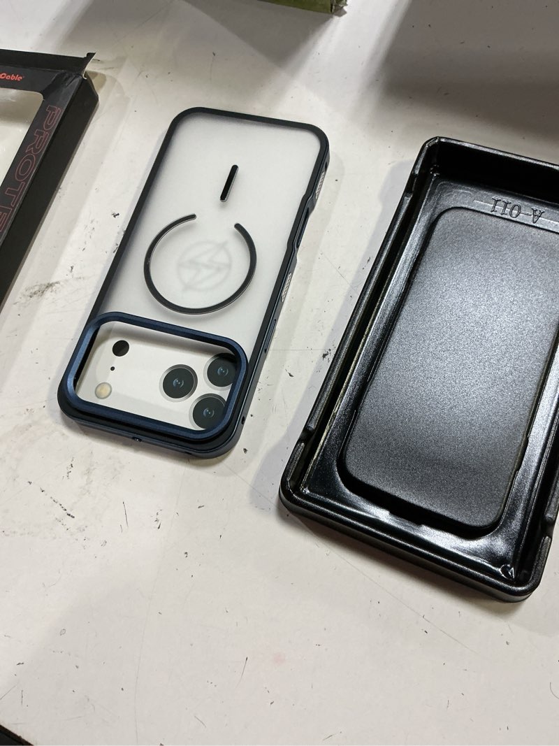 Condition photo showing New/Like New for chubbycable chubbyarmor snappro easy clip-on full protective bumper metal phone case for iphone 17 pro max, mist blue mist blue 17 pro max