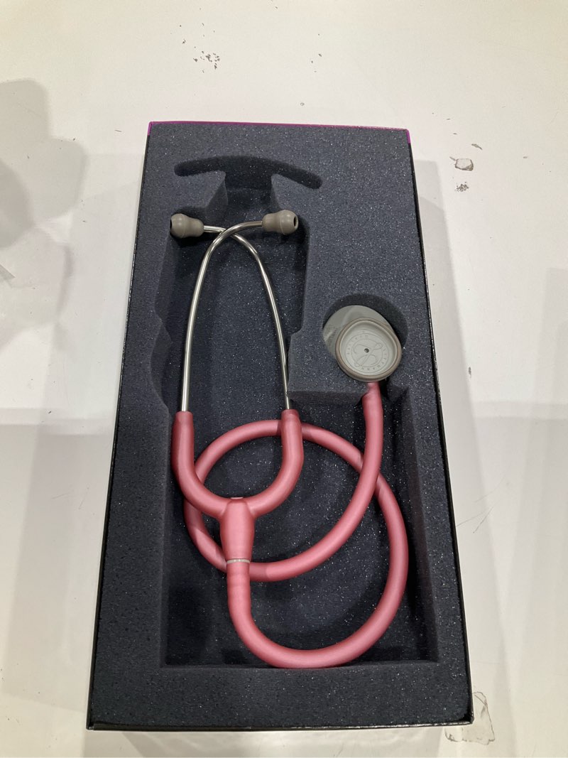 Condition photo showing Good Condition for 3m littmann classic iii monitoring stethoscope, 5962, more than+c19:c70 2x as loud, weighs less, stainless steel mirror-finish chestpiece, 27" pearl pink tube, pink stem, and smoke headset pearl pink tube mirror finish chestpiece