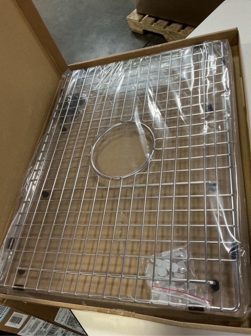 Condition photo showing New/Like New for serene valley sink bottom grid 21" x 15-1/2", centered drain with corner radius 3/8", sink protector svh2116c