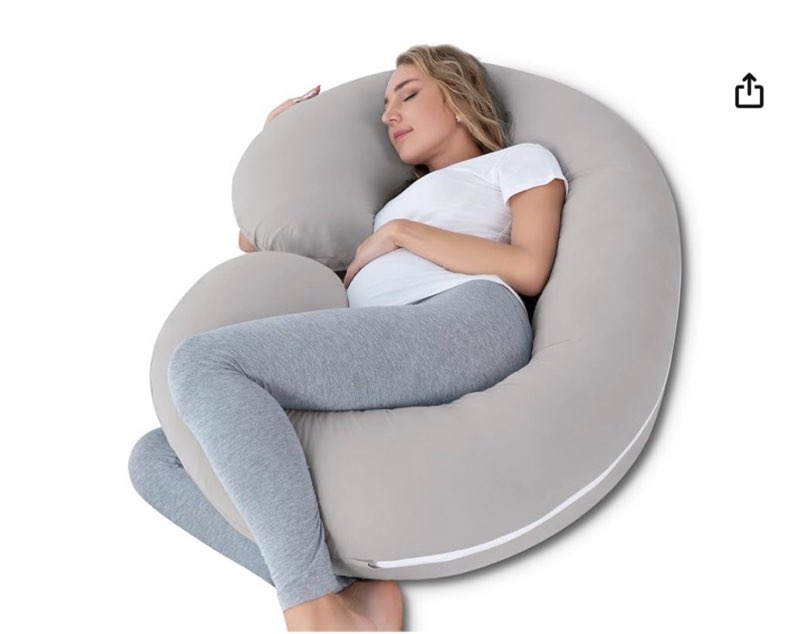 insen cooling pregnancy pillow, maternity pillow with tencel cover,c shaped for pregnant and side sleeping, sliver gray