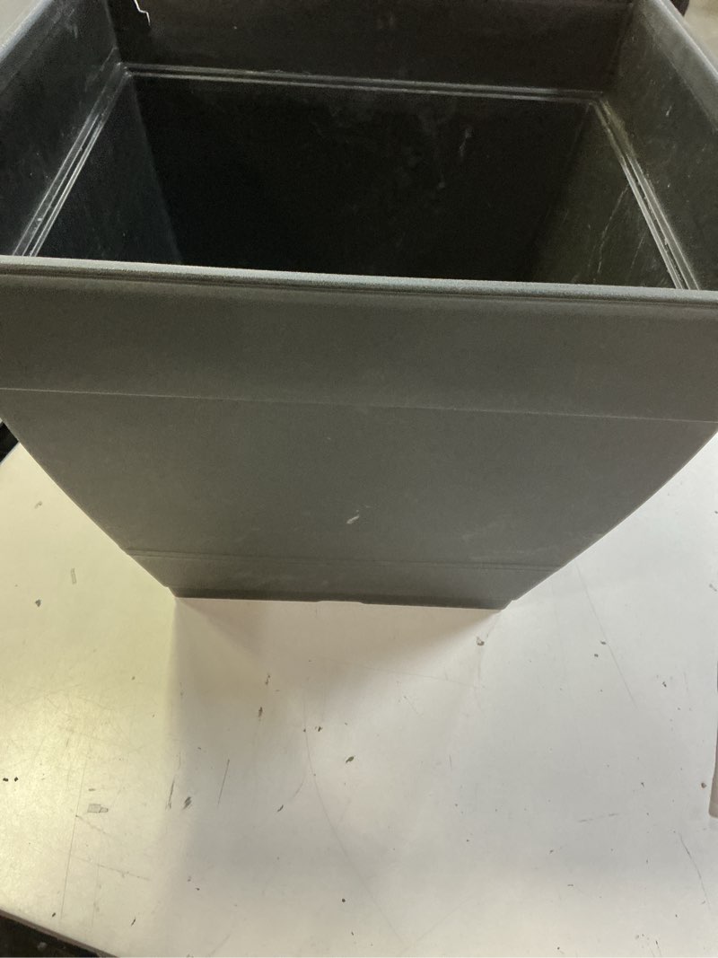 Condition photo showing As Is for style selections square 17.52-in w x 14.02-in h black recycled plastic indoor/outdoor planter