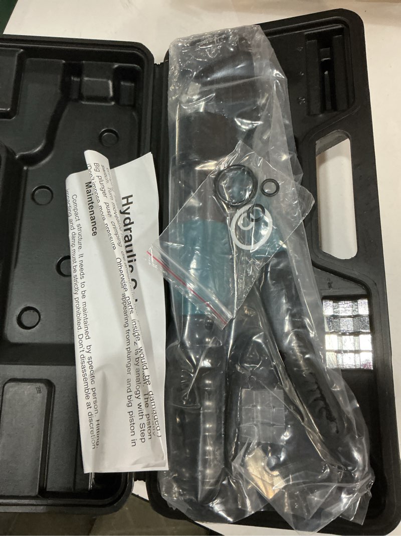 Condition photo showing Good Condition for 6-ton hydraulic crimping tool with 9 pairs of dies, 12 awg to 2/0 battery cable lug terminal & wire rope crimper