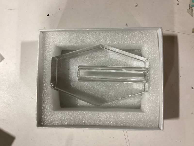 Condition photo showing As Is for (Small chip in top left corner) Crystal Vase 4.5-inch High, Modern Crystal Home Office Decor for Living Room Dining Table Centerpieces, Birthday and Wedding 4.5\\\"