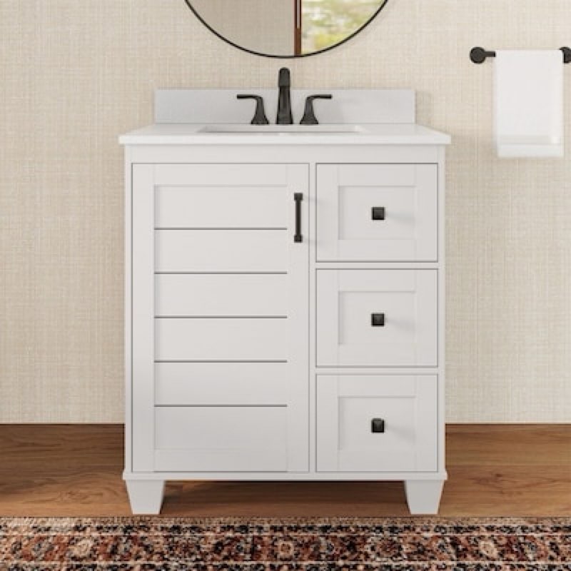 allen + roth rigsby 30-in white undermount single sink bathroom vanity with white engineered
