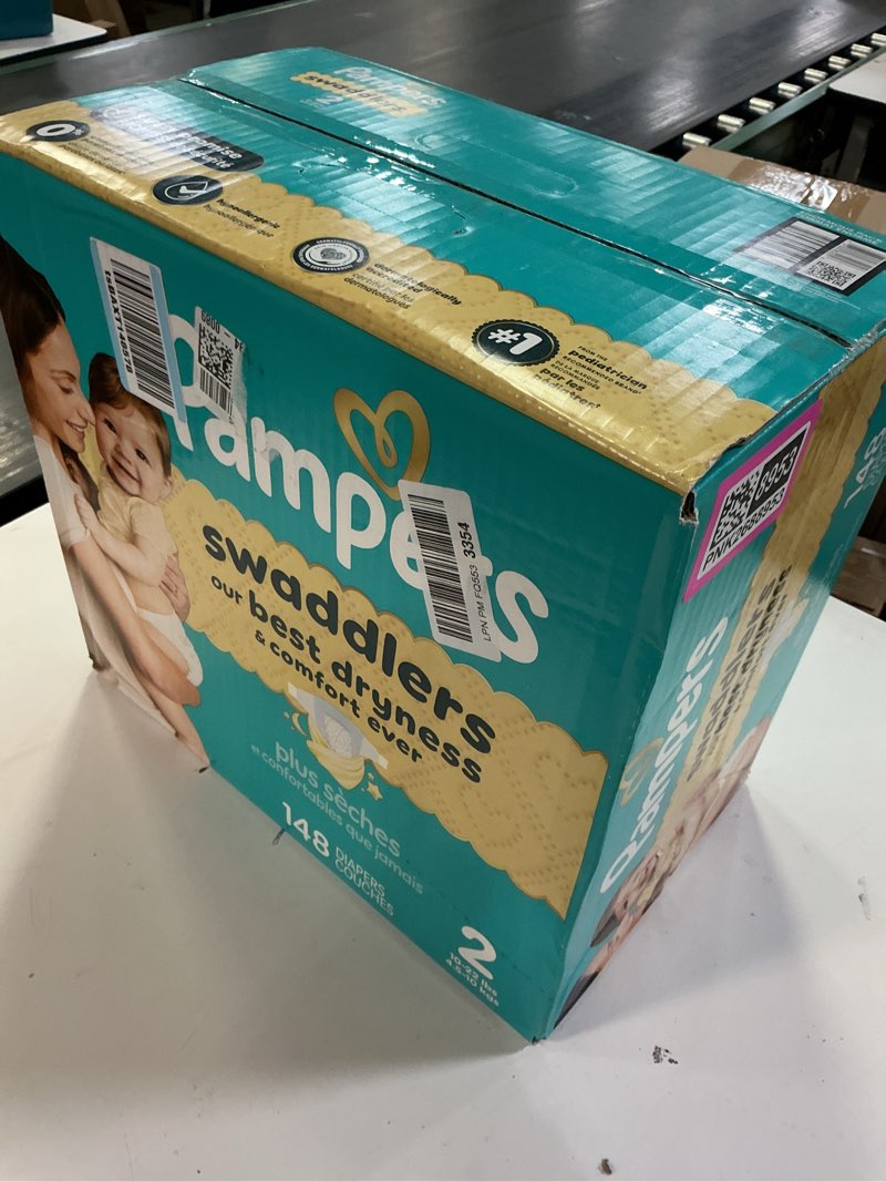 Condition photo showing New/Like New for Pampers Swaddlers Diapers, Size 2 (10-22 lbs), 148 Count, Absorbent, Keeps Baby Dry and Comfortable, Skin Safe Disposable Baby Diaper Size 2 148