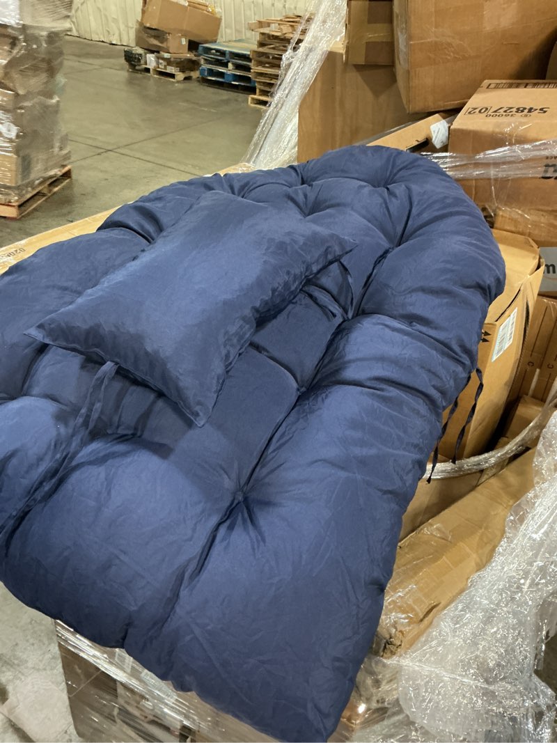 Condition photo showing Good Condition for Tudomro Waterproof Egg Chair Cushion with Pillow Filling 2.58 kg Replacement Rocking Wicker Chair Cushion 48" x 32" High Back Hanging Swing Hammock Pad Thicken for Outdoor Patio Garden(Navy Blue)
