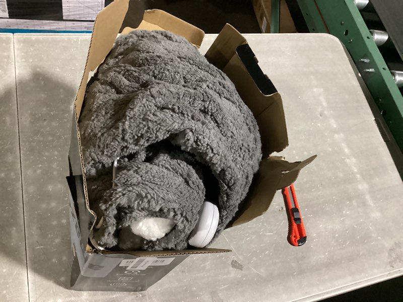 Condition photo showing New/Like New for Heated Blanket Electric Throw 50''X60''-Fluffy Ultra Soft Electric Blanket with 3D Stylish Design, 240g Plus 200g Sherpa, 5 Heating Levels and 4 Hours Auto Off, Machine Washable, Gray Gray Throw-50"x60"