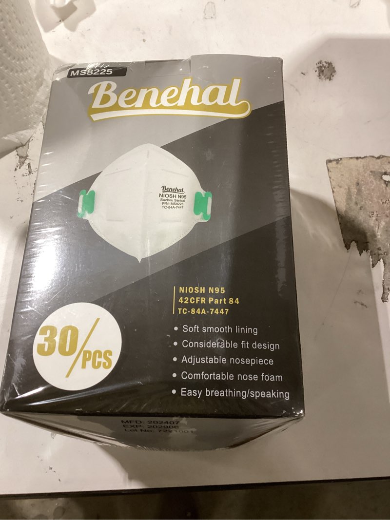 Condition photo showing New/Like New for N95 Face Mask,30 Pack NIOSH Certified N95 Disposable Respirator 5-Ply Safety Breathable Face Masks, Filter Efficiency 95%, Adjustable Comfortable Protection,Against PM2.5 Dust for Adult, Men, Women