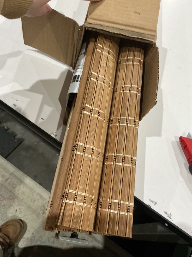 Condition photo showing Good Condition for lazblinds no tools no drill cordless bamboo roman shades, light filtering window treatment, roll up bamboo blinds for window 29'' w x 64'' h, brown brown206 29'' w x 64'' h