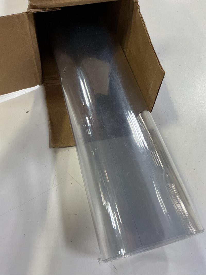 Condition photo showing As Is for 28x52 inch Clear Plastic Table Cover Protector Office Desk Pad Mat Rectangle Vinyl Table Cover for 4ft Table Waterproof PVC Desk Writing Mat Wood Side End Coffee Kitchen Table Protection Pad Clear 28"x52"