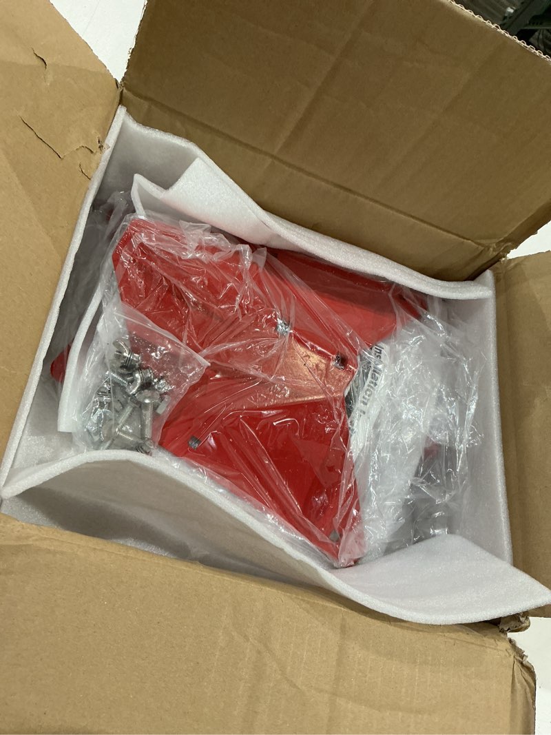 Condition photo showing As Is for 15683 hiller-furrower kit rear tine rototillers for earthquake, husqvarna, southland, powermate, troy-bilt and cub cadet rear tine rototillers, adjustable wing, three kinds of connection red