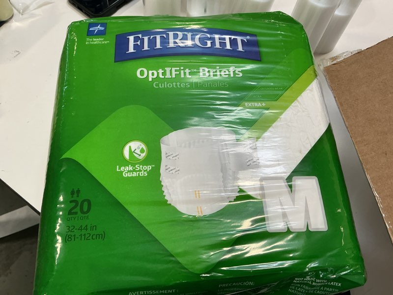 FitRight Adult Diapers, Extra+ Heavy Absorbency, M (Waist Size 32in-44in), 80 Count, OptiFit Inconti