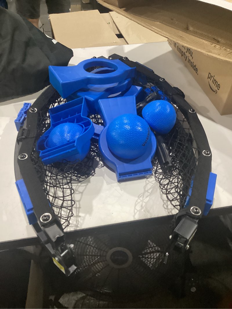 Condition photo showing Good Condition for upgraded foldable metal roundnet game set for outdoor lawn & beach | includes 3 pro balls, pump, carry bag & game rules, perfect for teenager, adults and family blue