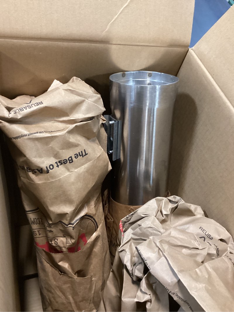 Condition photo showing As Is for wall mounted cup lid dispenser, stainless steel dual size holder for 12–24 oz lids, space saving organizer for coffee shop cafeteria restaurant beverage station, 23.5 inches